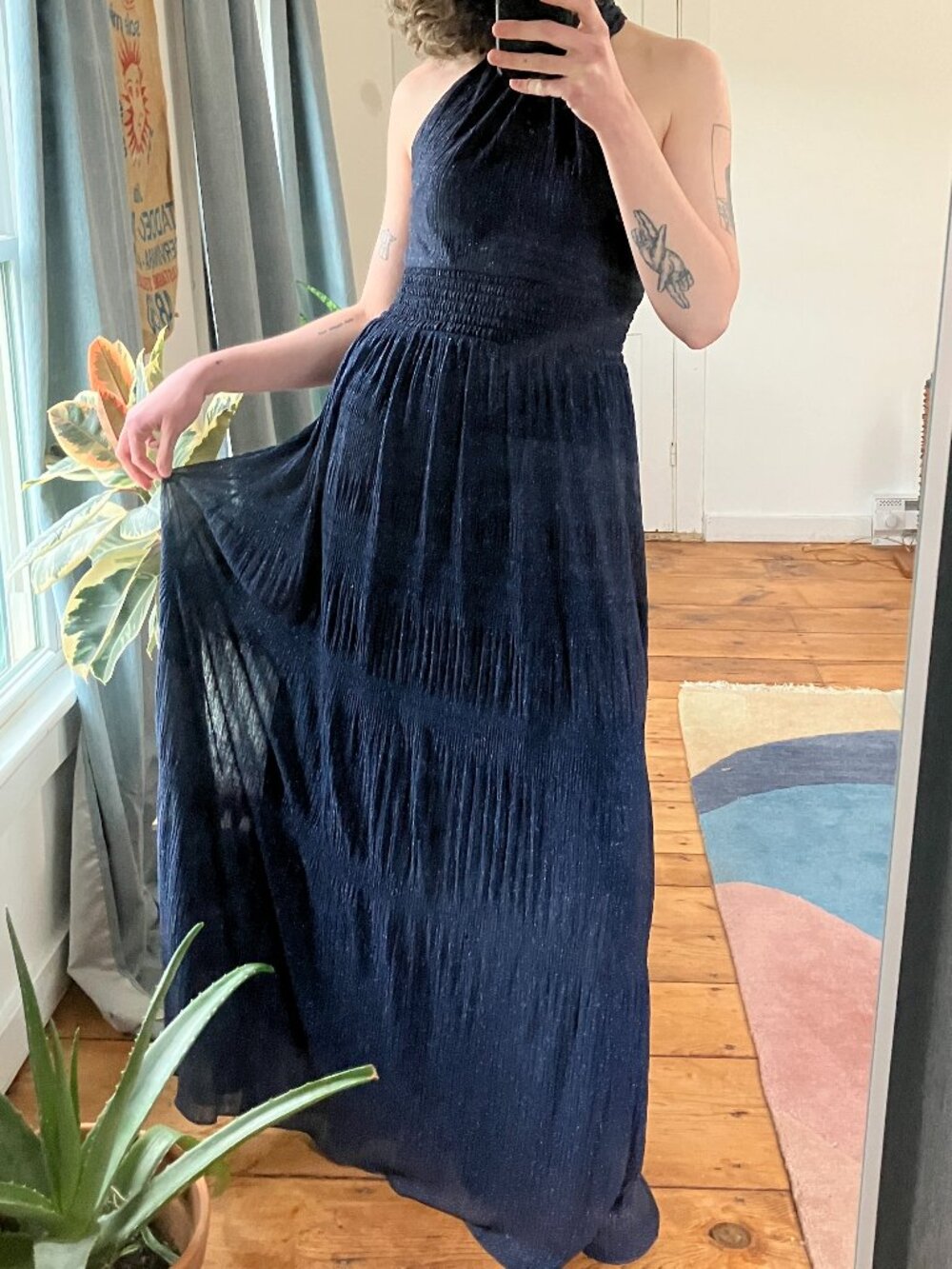 Betsy & Adam sparkly navy halterneck gown, size 6
